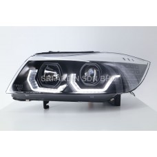 BMW E90 05-12 Black Projector Headlamp w Crystal Bar V2
